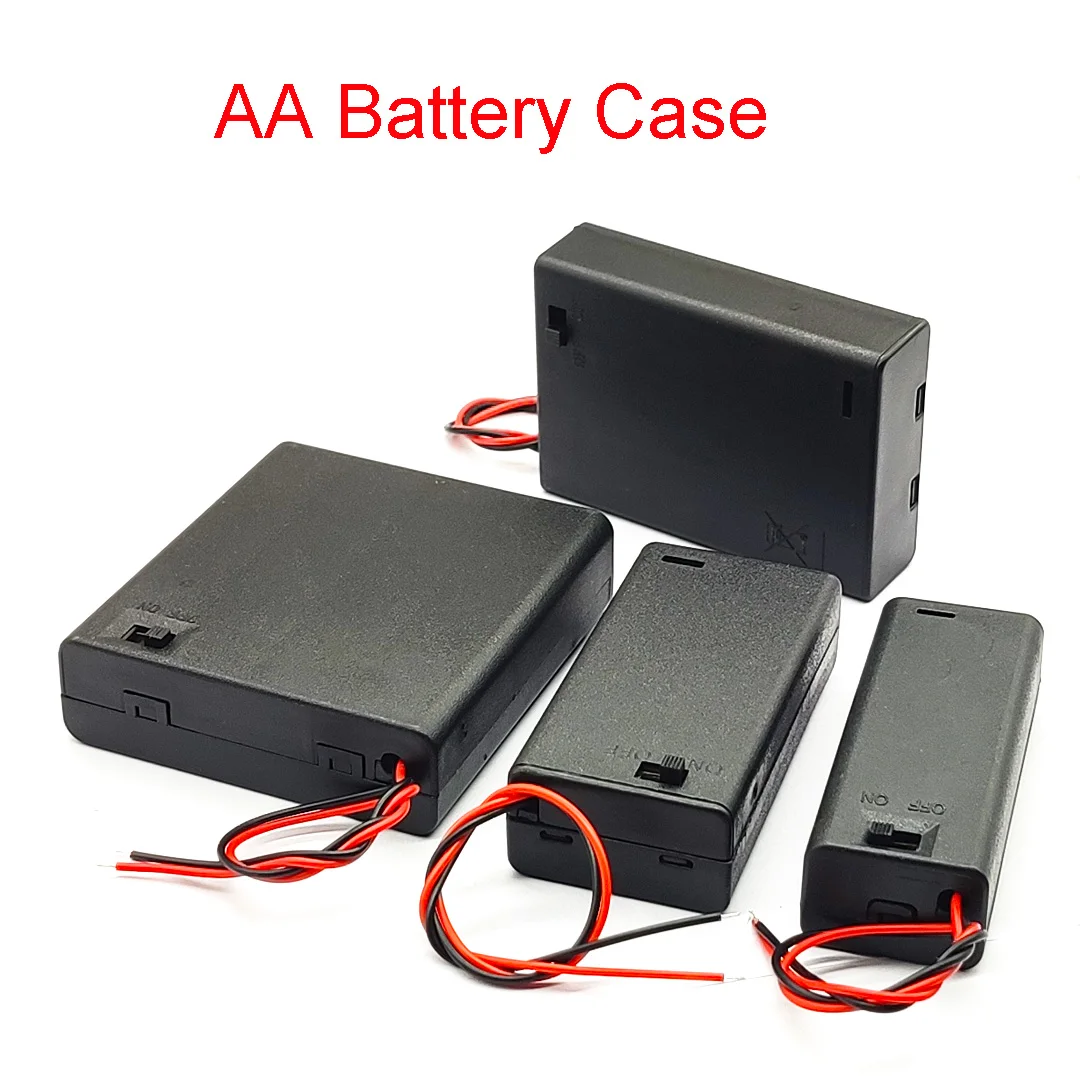 Caixa do armazenamento da bateria do AA com interruptor, caixa do suporte da bateria, 1.5V, 3V, 4.5V, 6V, 1, 2, 3, 4 entalhe