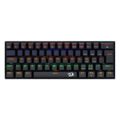 Teclado Mecânico Gamer Redragon Lakshmi K606R 60%, LED Rainbow, Switch Redragon MK II, ABNT2, Preto - K606R (PT-BLUE)