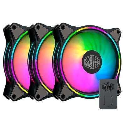 Kit com 3 Ventoinhas Cooler Master Masterfan MF120 Halo, 360mm, Led ARGB, Preto - MFL-B2DN-183PA-R1