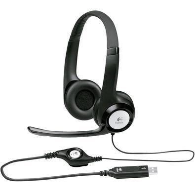 Headset Logitech H390 Áudio Digital em Couro USB Preto e Prata - 981-000014