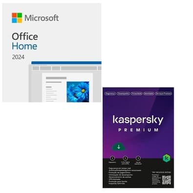 Microsoft Office Home 2024 ESD + Kaspersky Small Office Security 50 Usuários 100 dispositivos + 5 Server - 3 anos, Digital Para Download