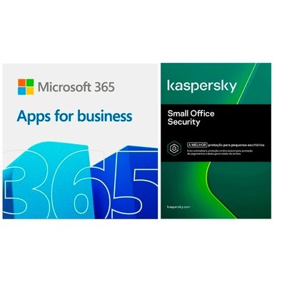 Microsoft 365 Apps para Pequenos e Médios Negócios - Digital para Download + Kaspersky Small Office Security 50 usuários 100 dispositivos + 5 Server - 3 anos, Digital Para Download
