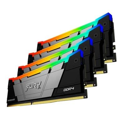 Memória RAM Kingston Fury Renegade RGB, 32GB, DDR4, (4x8GB), 3600MHz, CL16, Preto - KF436C16RB2AK4/32