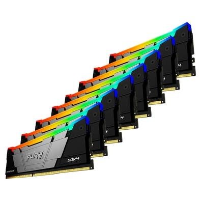 Memória RAM Kingston Fury Renegade RGB, 256GB, DDR4, (8x32GB), 3200MHz,CL16, Preto - KF432C16RB2AK8/256