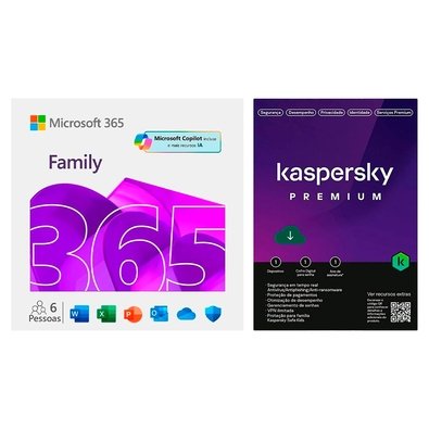 Microsoft 365 Family ESD - Digital para Download + Kaspersky Antiví­rus Premium 5 Dispositivos 1 Ano, Digital para Download